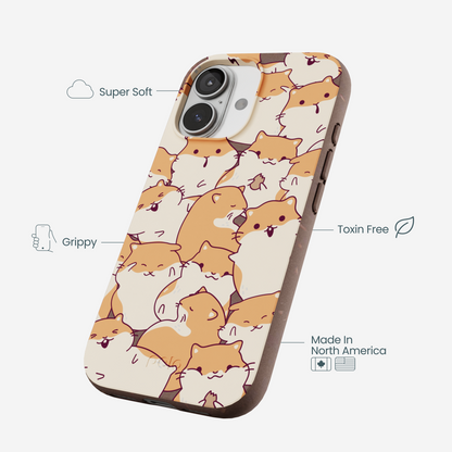 Chocolate Brown Happy Hamsters iPhone 17 Case