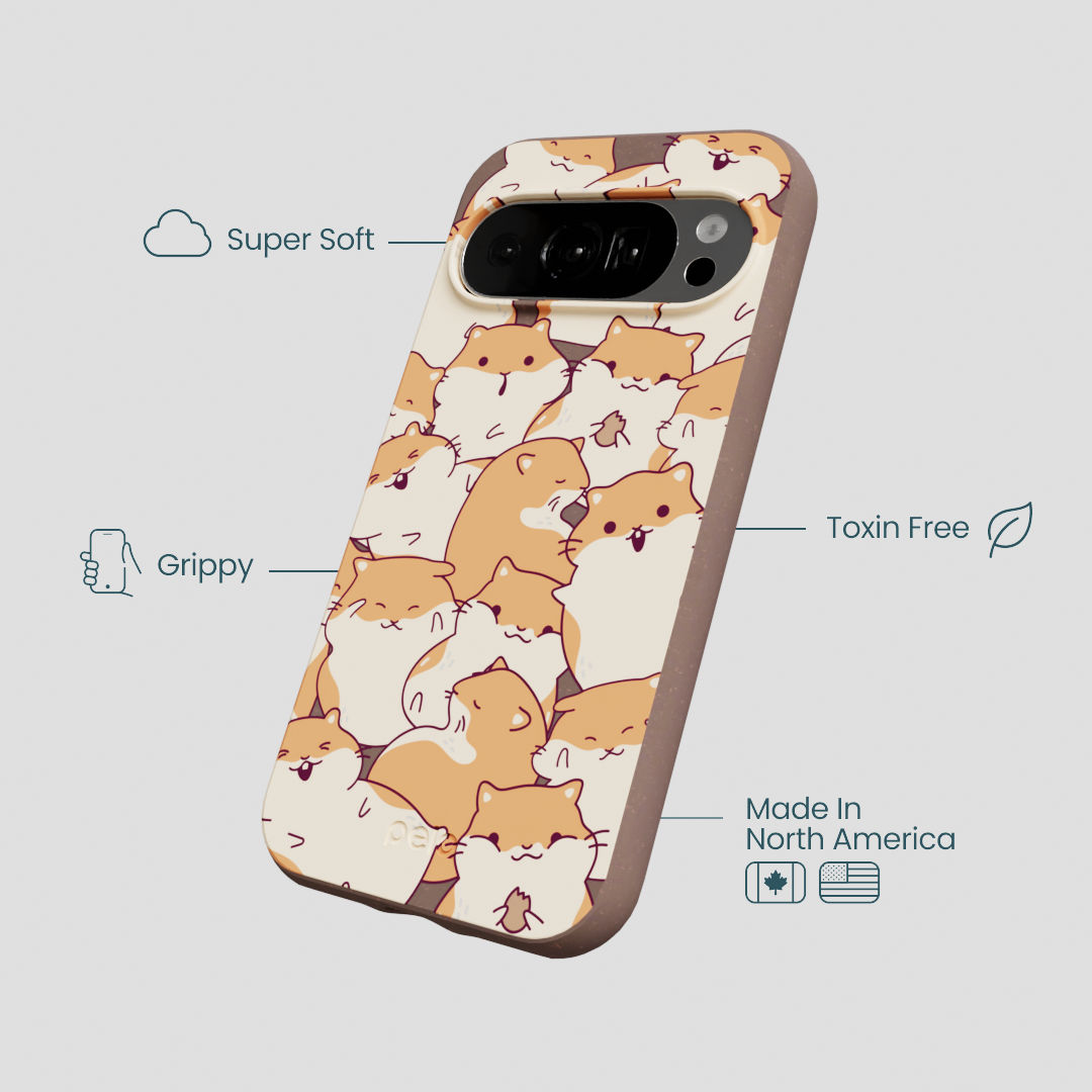 Chocolate Brown Happy Hamsters Google Pixel 10/10 Pro Case