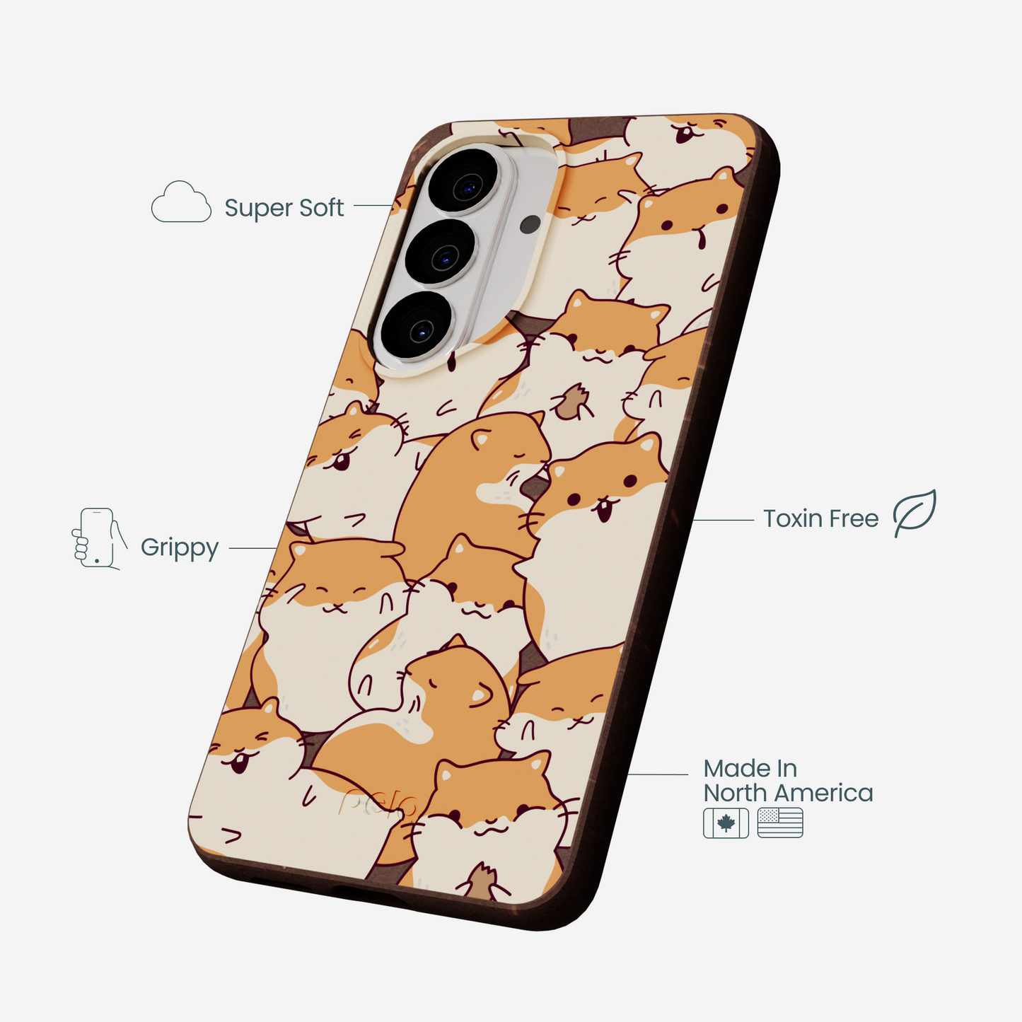 Chocolate Brown Happy Hamsters Samsung Galaxy S26 Case