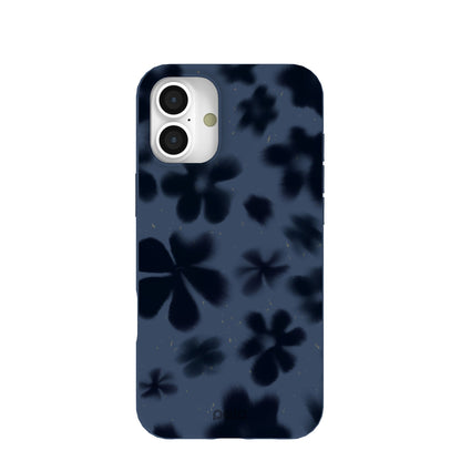 Navy Blue Hazy Daisies iPhone 16 Plus Case