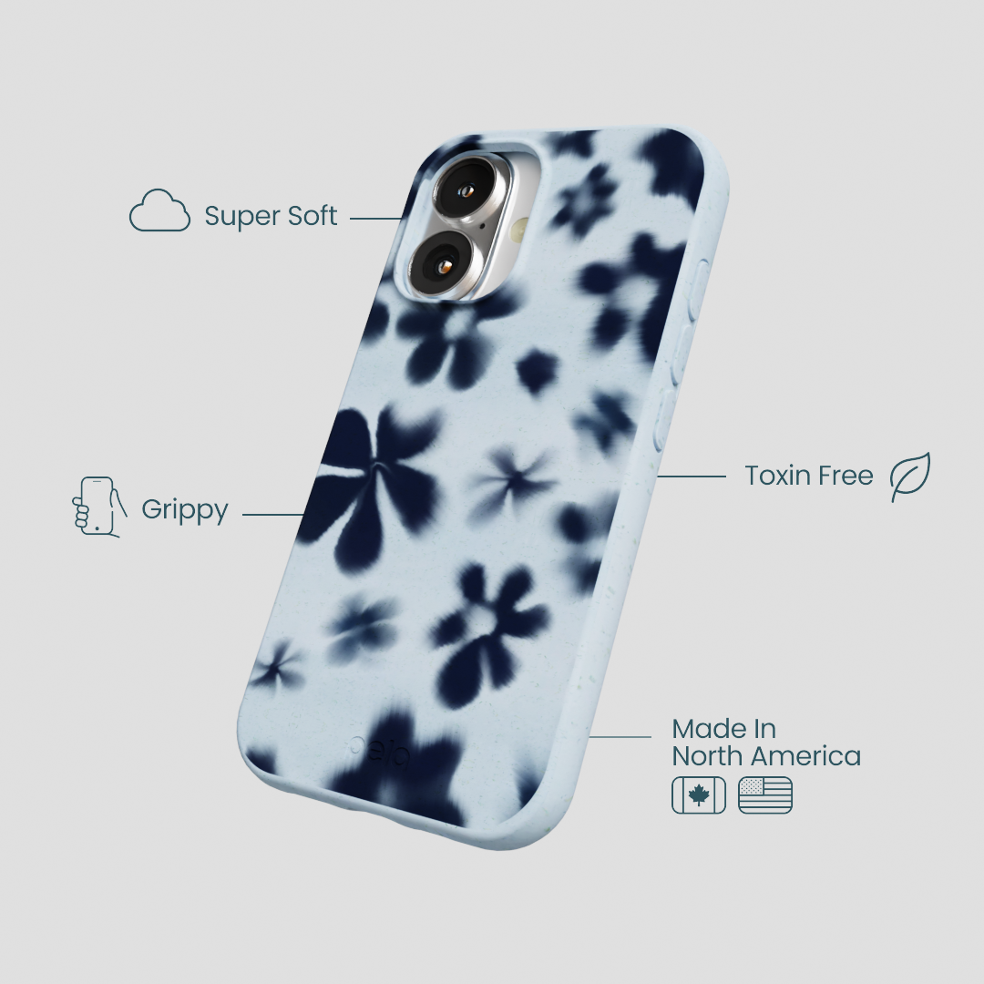 Powder Blue Hazy Daisies iPhone 16 Case