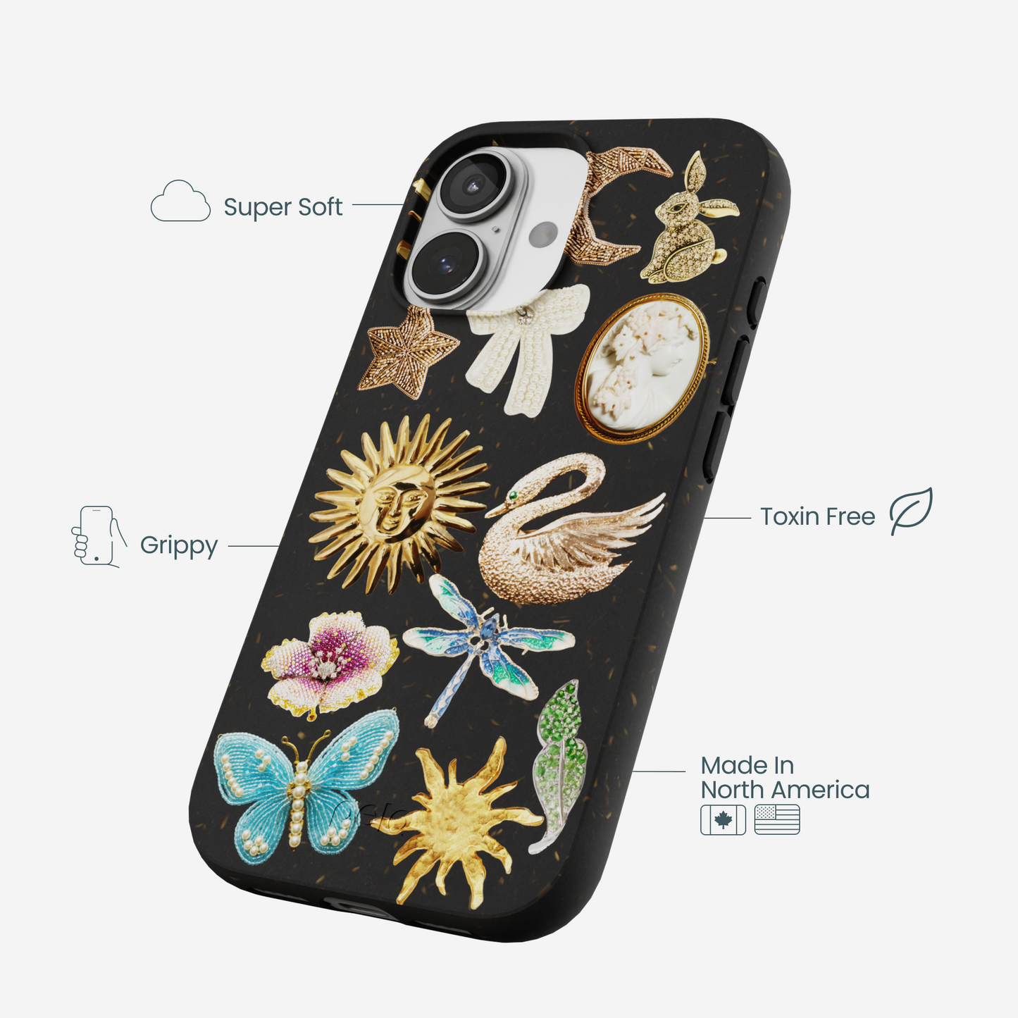 Black Heirloom Collage iPhone 17 Case