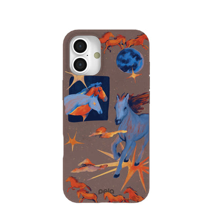 Chocolate Brown Horse Dreamers iPhone 16 Plus Case