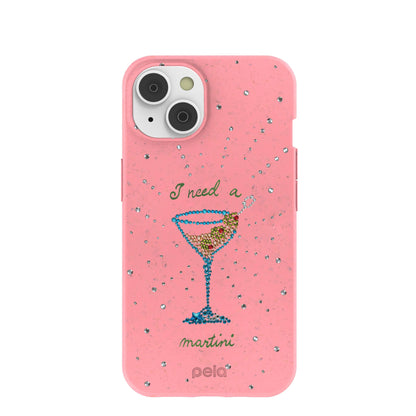 Bubblegum Pink I Need A Martini iPhone 14 Case
