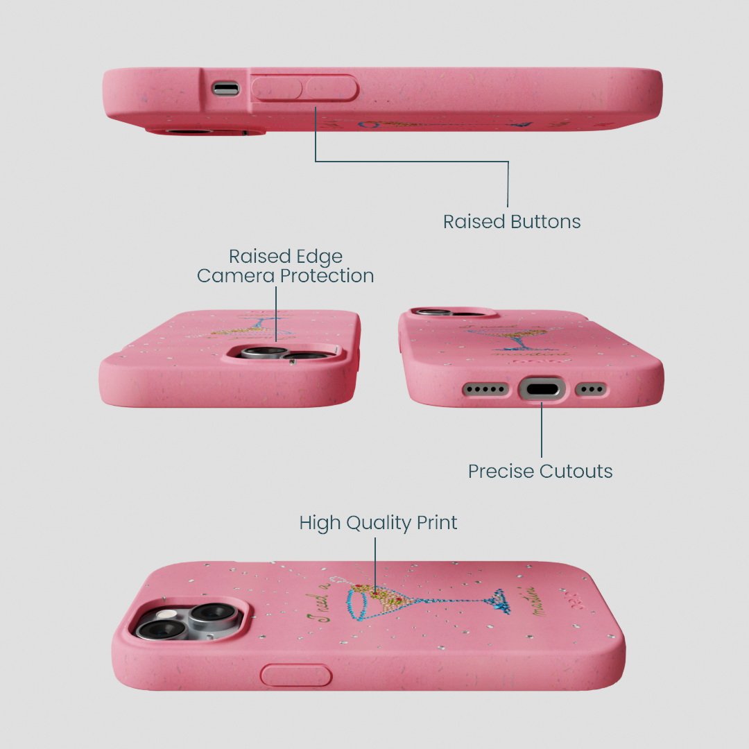 Bubblegum Pink I Need A Martini iPhone 14 Case