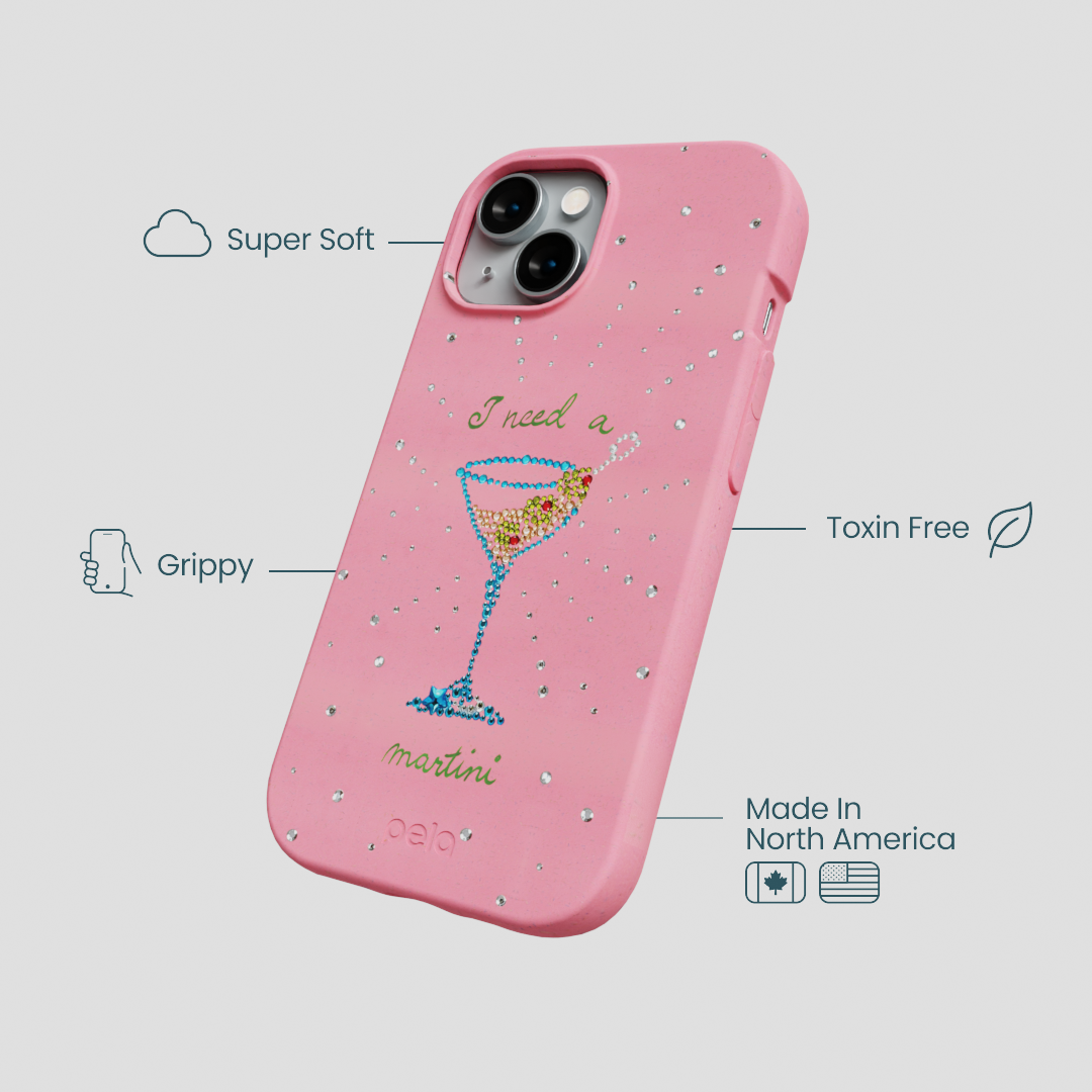 Bubblegum Pink I Need A Martini iPhone 14 Case