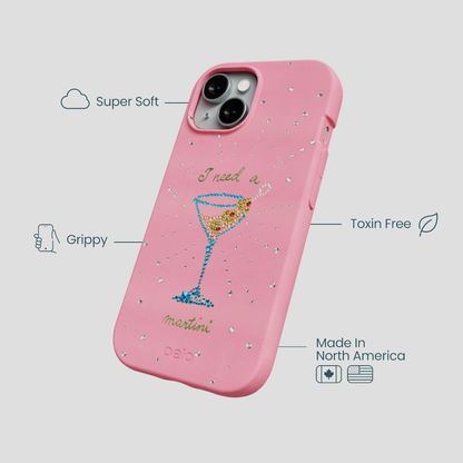 Bubblegum Pink I Need A Martini iPhone 14 Case