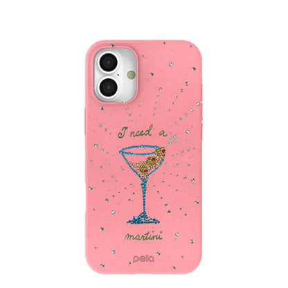 Bubblegum Pink I Need A Martini iPhone 16 Plus Case