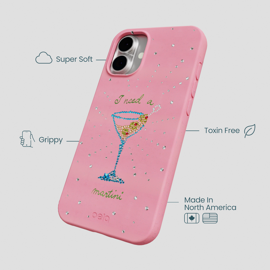 Bubblegum Pink I Need A Martini iPhone 16 Plus Case