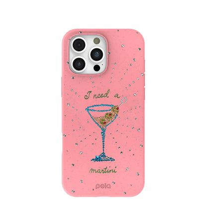 Bubblegum Pink I Need A Martini iPhone 16 Pro Max Case