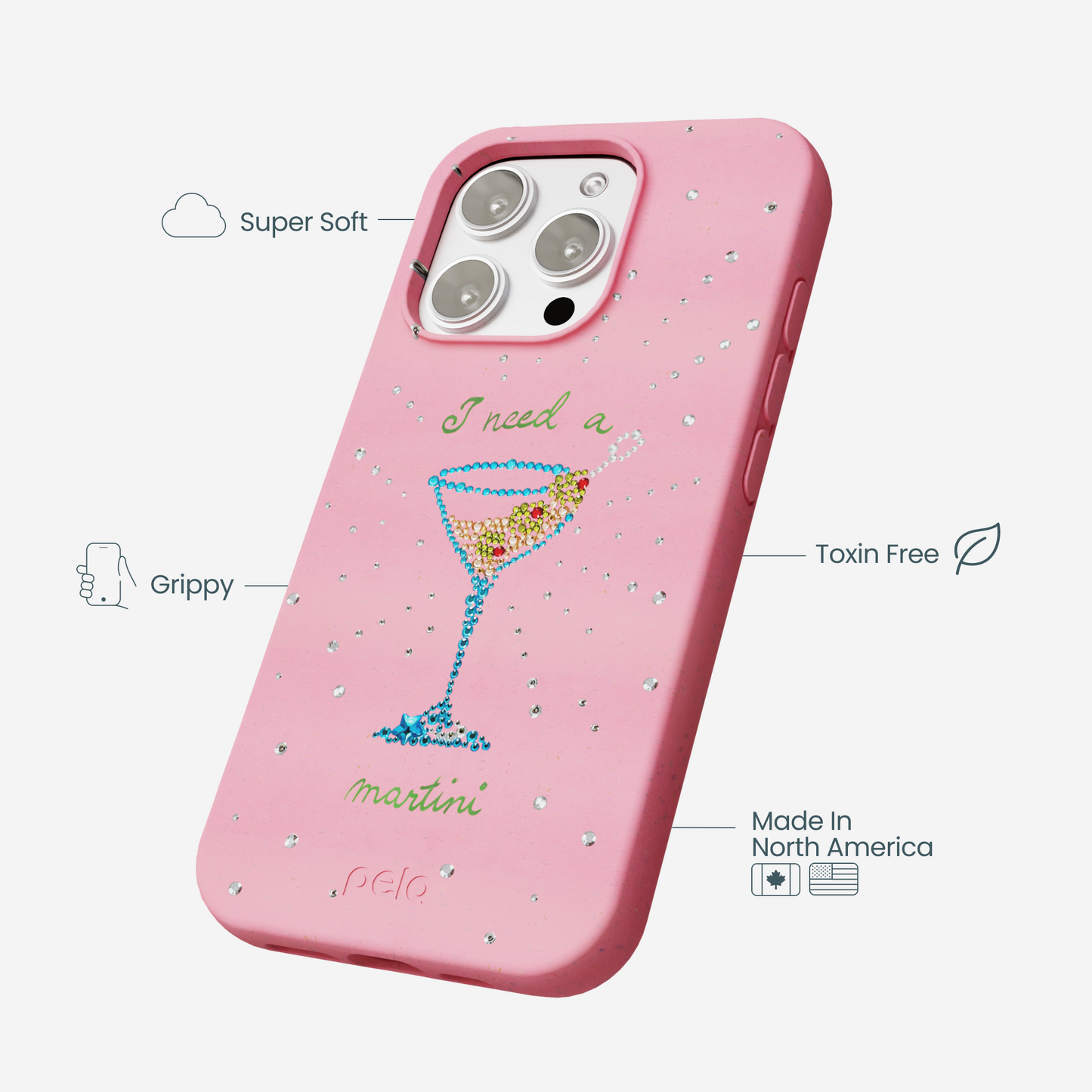 Bubblegum Pink I Need A Martini iPhone 16 Pro Max Case