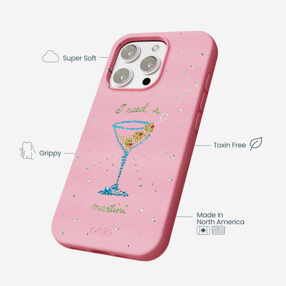 Bubblegum Pink I Need A Martini iPhone 16 Pro Max Case
