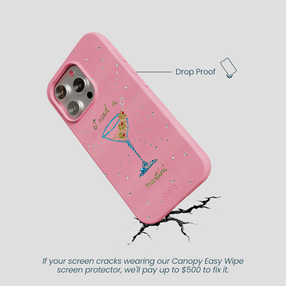 Bubblegum Pink I Need A Martini iPhone 16 Pro Case