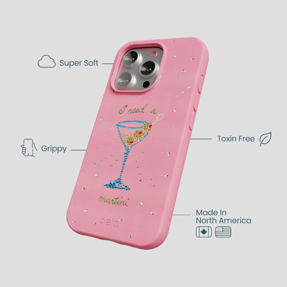 Bubblegum Pink I Need A Martini iPhone 16 Pro Case