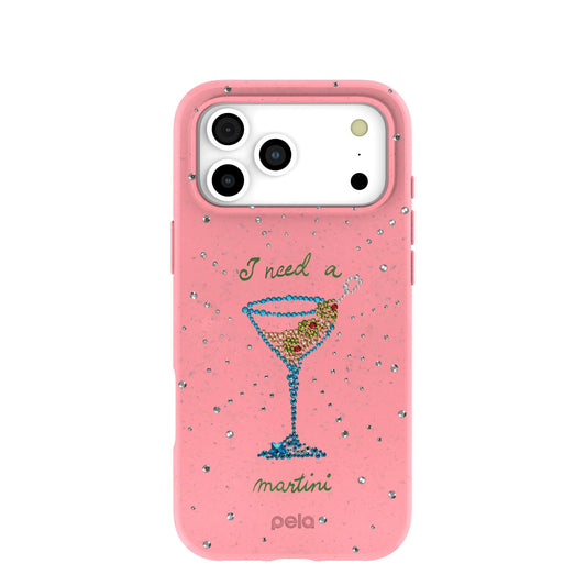Bubblegum Pink I Need A Martini iPhone 17 Pro Max Case