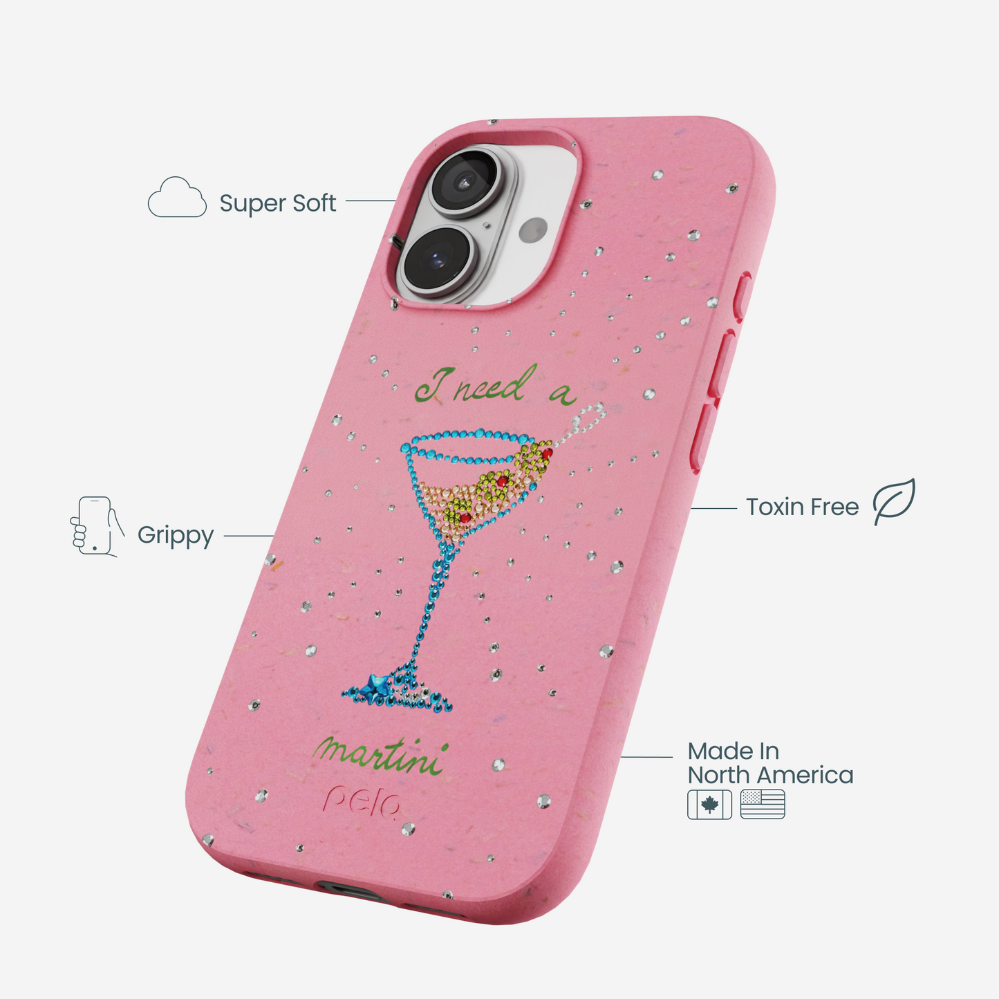 Bubblegum Pink I Need A Martini iPhone 17 Case
