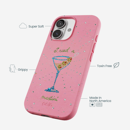 Bubblegum Pink I Need A Martini iPhone 17 Case
