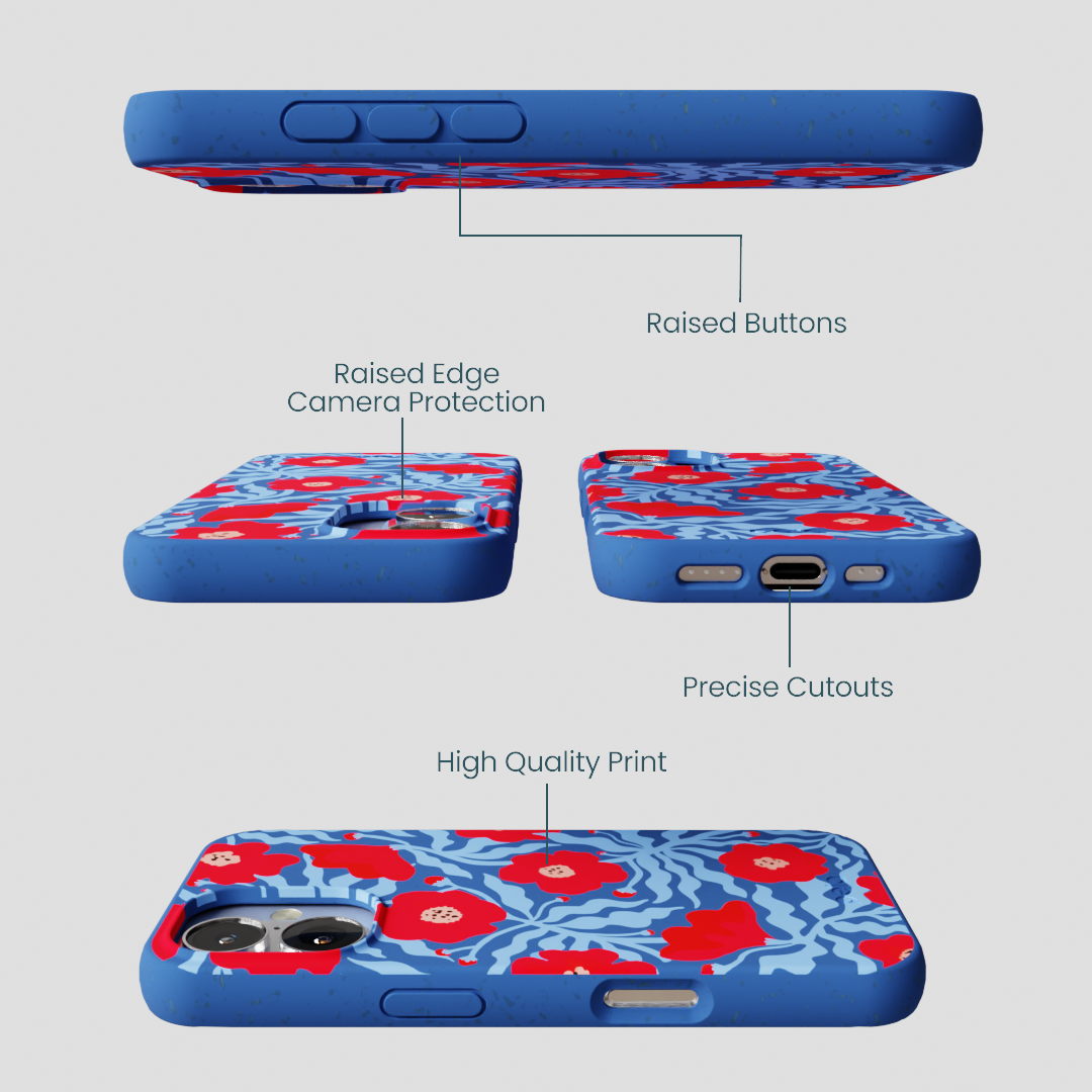 Electric Blue Indigo Ember iPhone 16 Case