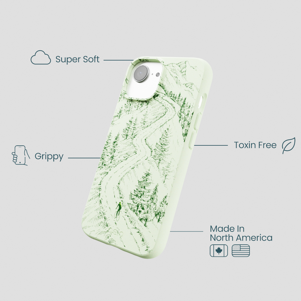Sage Green Into the Mountains iPhone 16e/17e Case