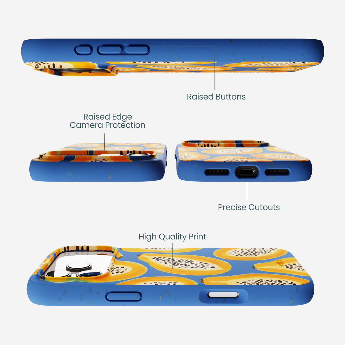 Electric Blue Juicy Papayas iPhone 17 Pro Max Case