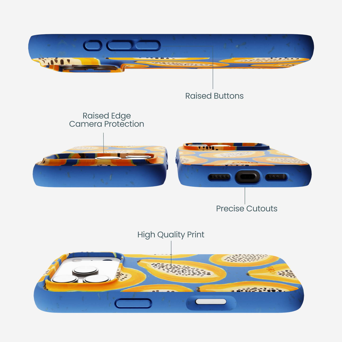 Electric Blue Juicy Papayas iPhone 17 Pro Case