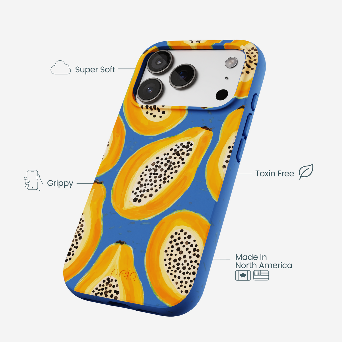 Electric Blue Juicy Papayas iPhone 17 Pro Case
