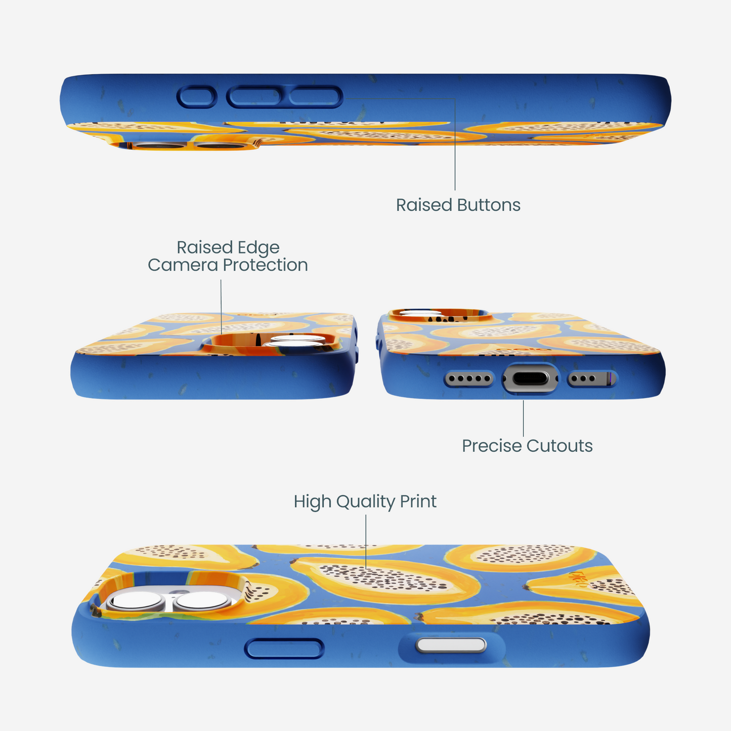 Electric Blue Juicy Papayas iPhone 17 Case