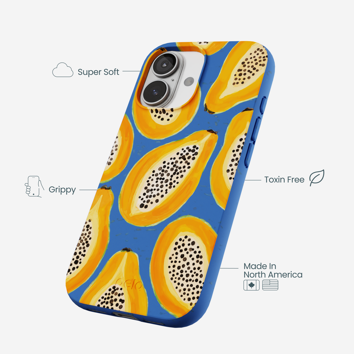 Electric Blue Juicy Papayas iPhone 17 Case
