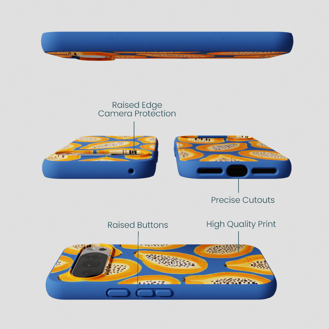 Electric Blue Juicy Papayas Google Pixel 10/10 Pro Case