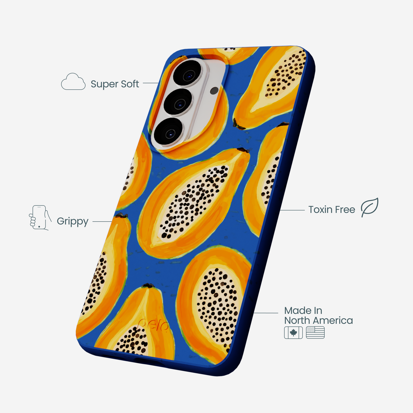 Electric Blue Juicy Papayas Samsung Galaxy S26 Case