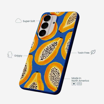 Electric Blue Juicy Papayas Samsung Galaxy S26 Case