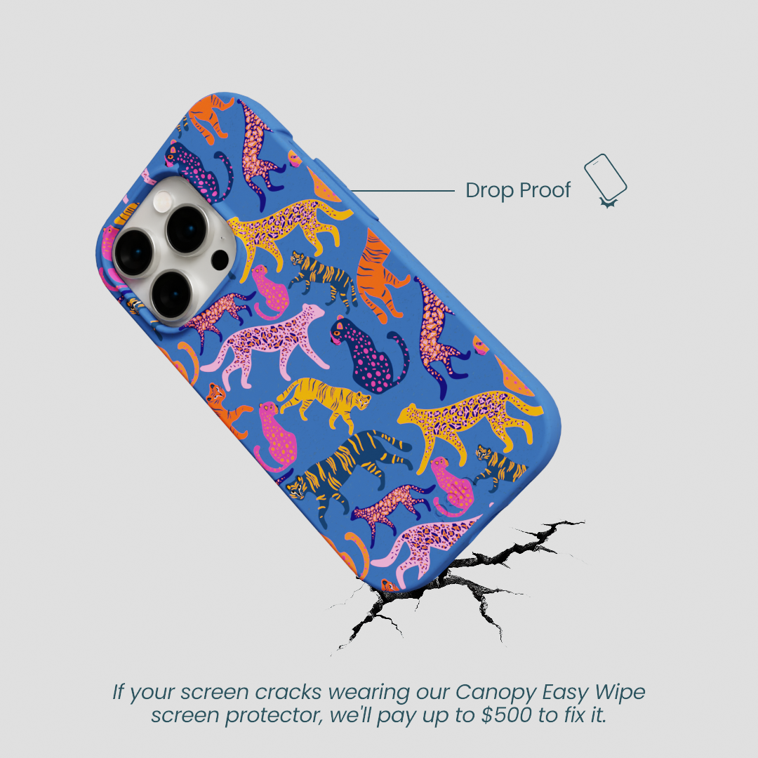 Electric Blue Jungle Cat iPhone 15 Pro Case