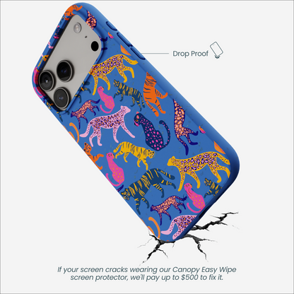 Electric Blue Jungle Cat iPhone 17 Pro Max Case