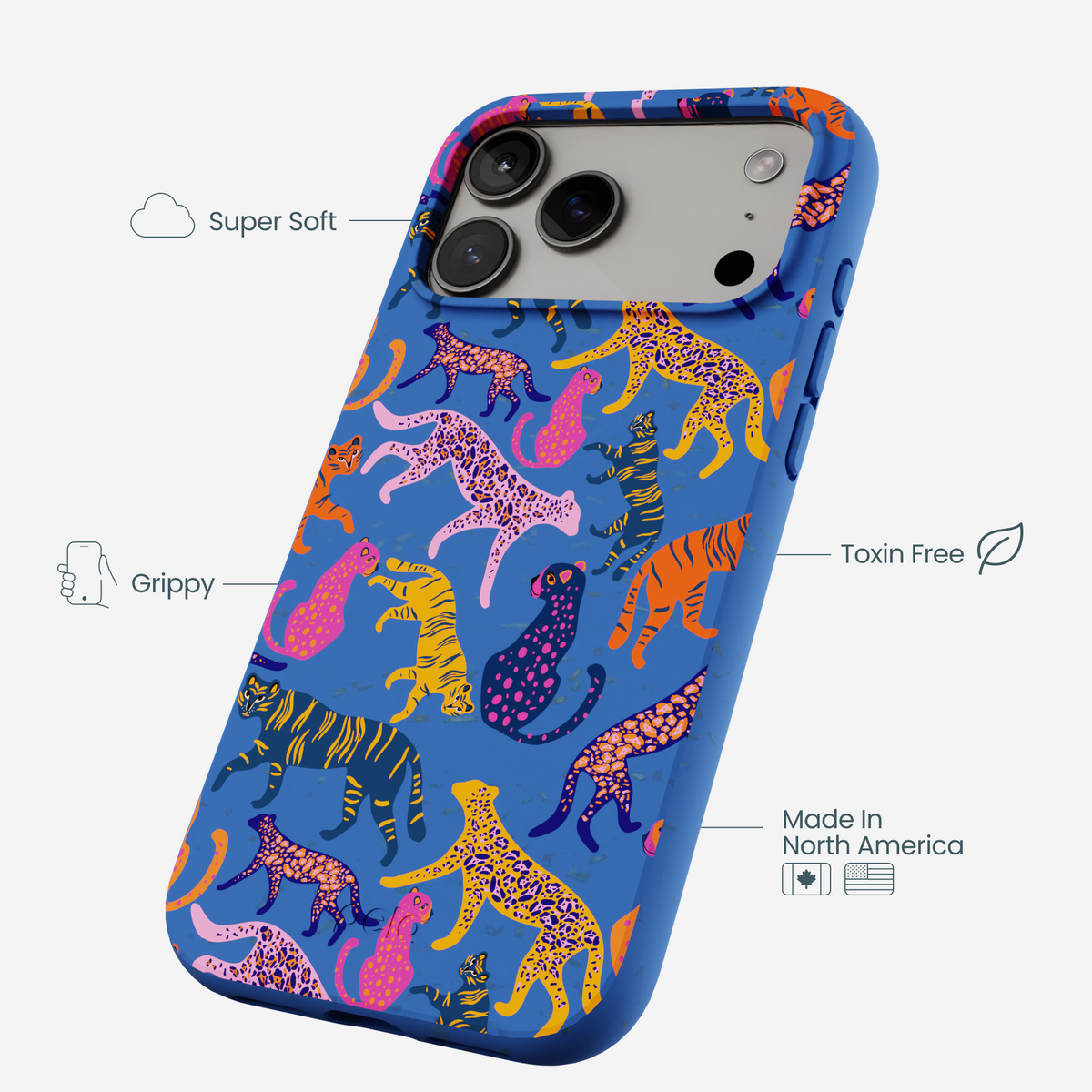 Electric Blue Jungle Cat iPhone 17 Pro Max Case