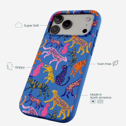 Electric Blue Jungle Cat iPhone 17 Pro Max Case