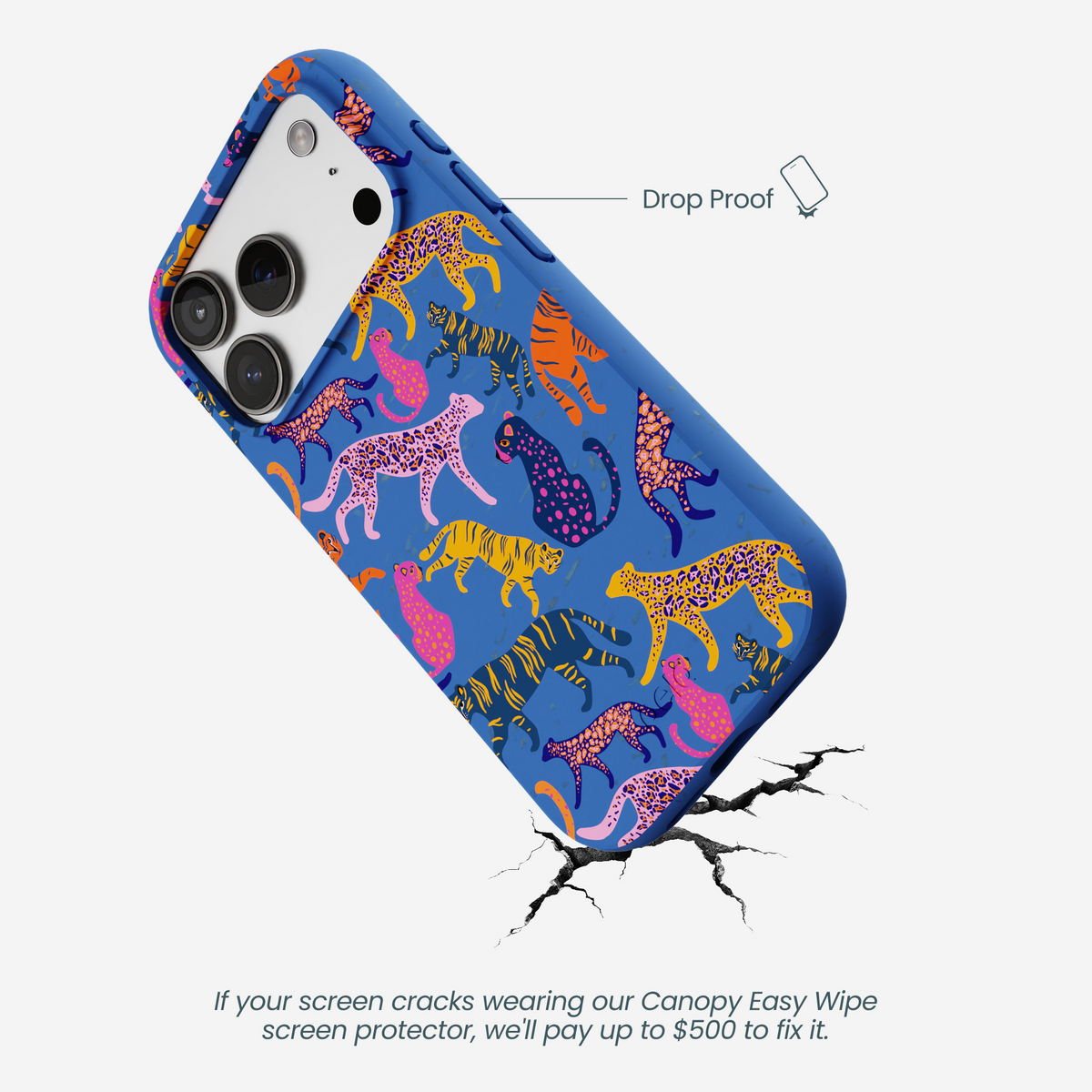 Electric Blue Jungle Cat iPhone 17 Pro Case