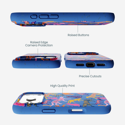 Electric Blue Jungle Cat iPhone 17 Pro Case