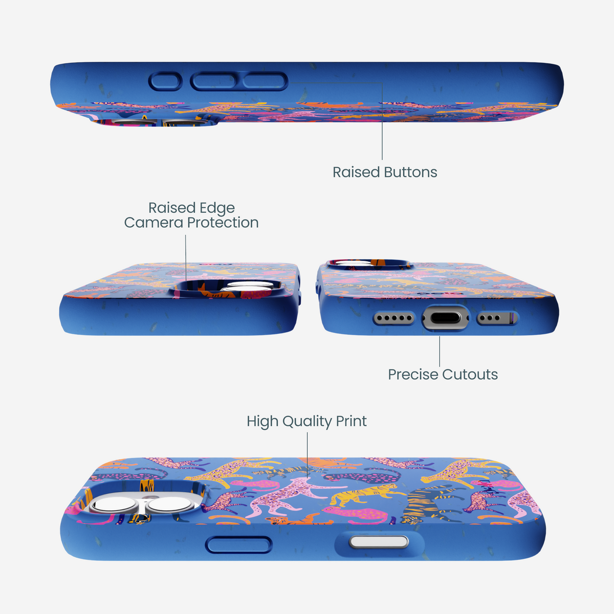 Electric Blue Jungle Cat iPhone 17 Case