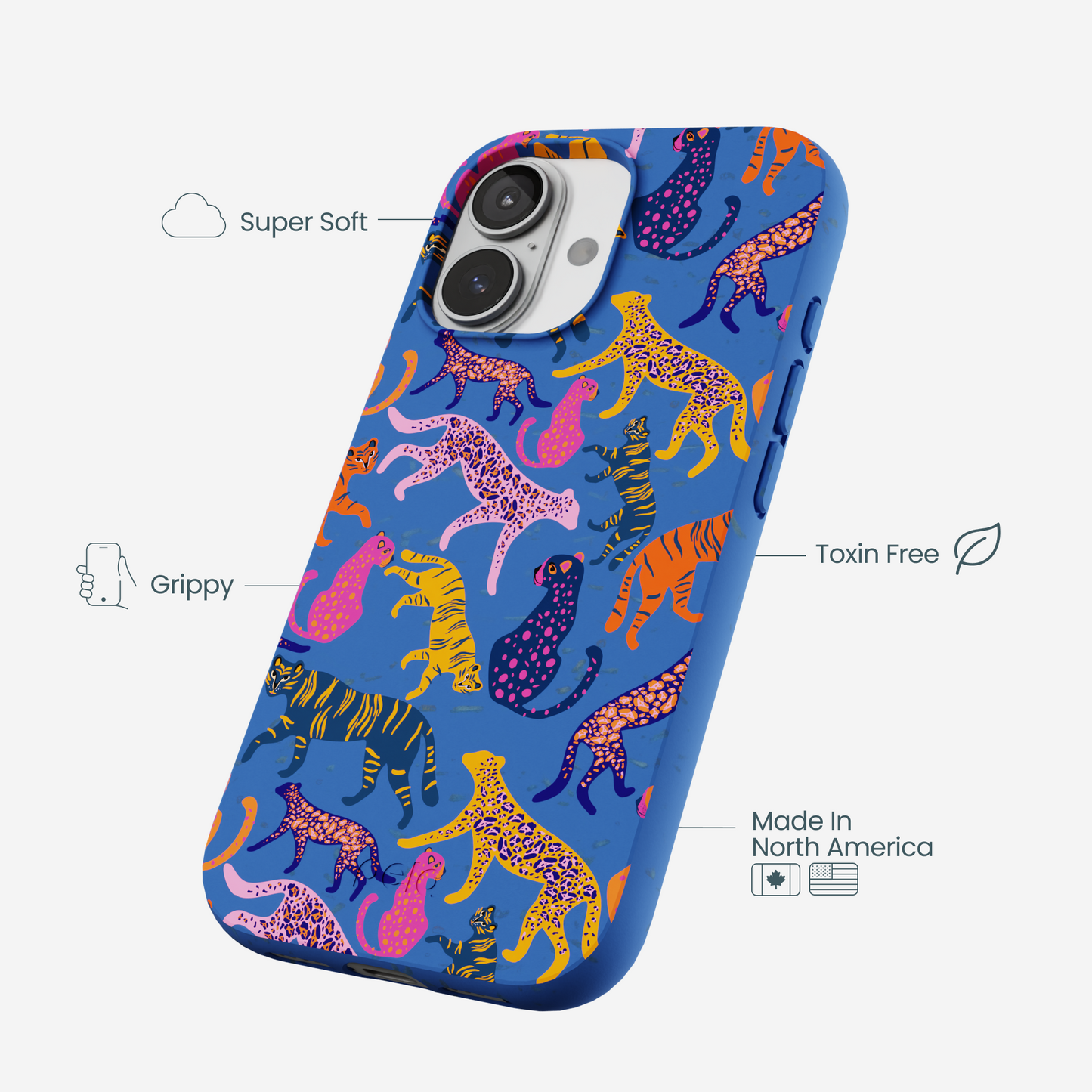 Electric Blue Jungle Cat iPhone 17 Case