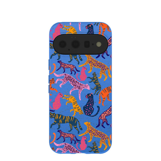 Electric Blue Jungle Cat Google Pixel 11 Case