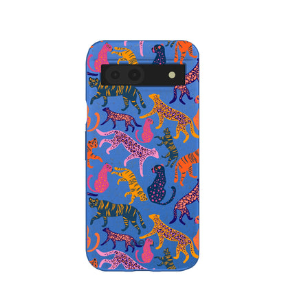 Electric Blue Jungle Cat Google Pixel 8a Case