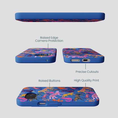 Electric Blue Jungle Cat Google Pixel 9a Case