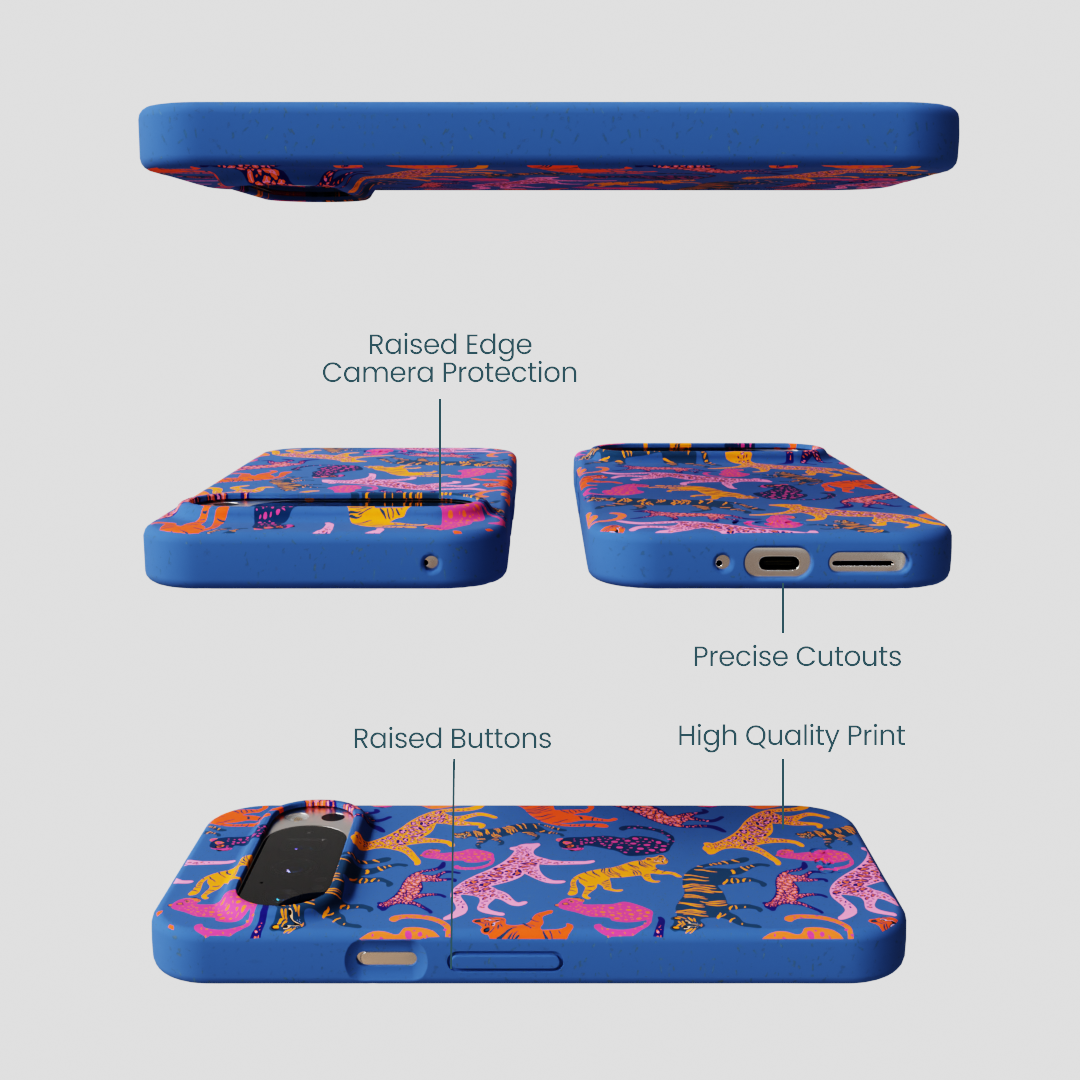 Electric Blue Jungle Cat Google Pixel 9/9 Pro Case