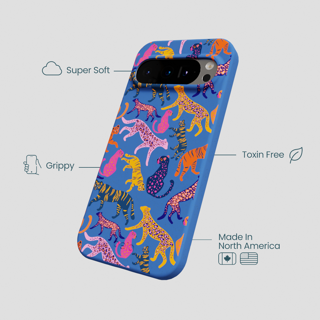 Electric Blue Jungle Cat Google Pixel 9/9 Pro Case