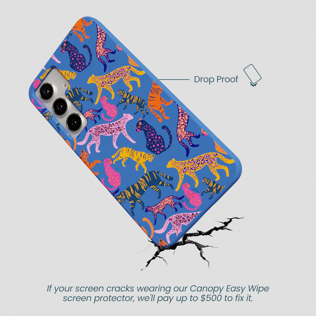 Electric Blue Jungle Cat Samsung Galaxy S25+(Plus) Case