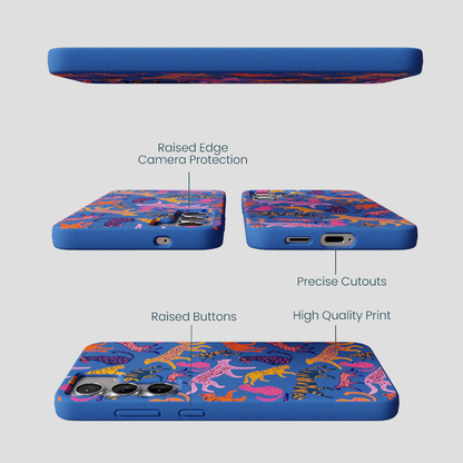 Electric Blue Jungle Cat Samsung Galaxy S25+(Plus) Case