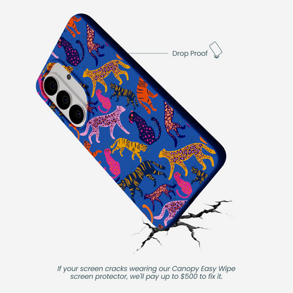 Electric Blue Jungle Cat Samsung Galaxy S26 Case