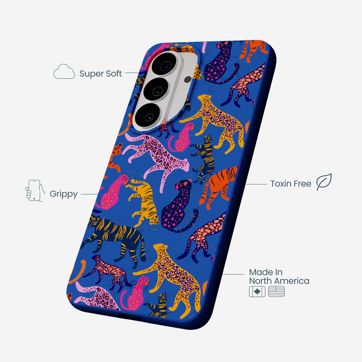 Electric Blue Jungle Cat Samsung Galaxy S26 Case