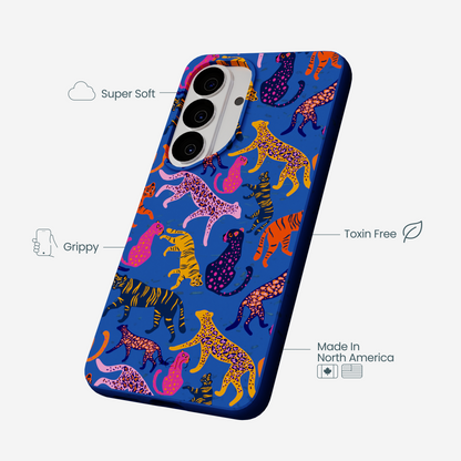 Electric Blue Jungle Cat Samsung Galaxy S26 Case