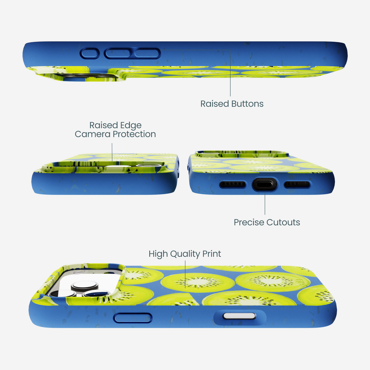 Electric Blue Kiwi Slices iPhone 17 Pro Max Case